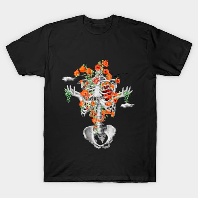 Floral SKELETON T-Shirt by ARTWEARABLE.MA